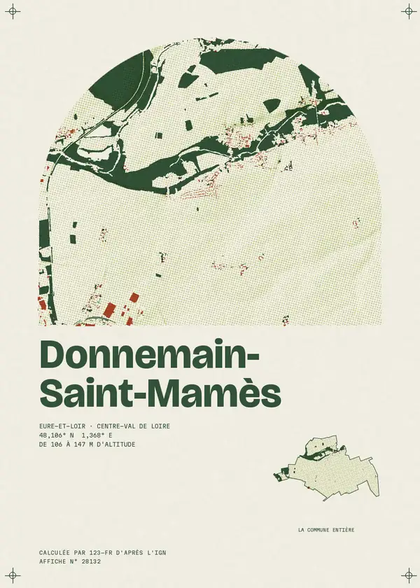 Affiche de Donnemain-Saint-Mamès, calculée par 123-fr d'après l'IGN