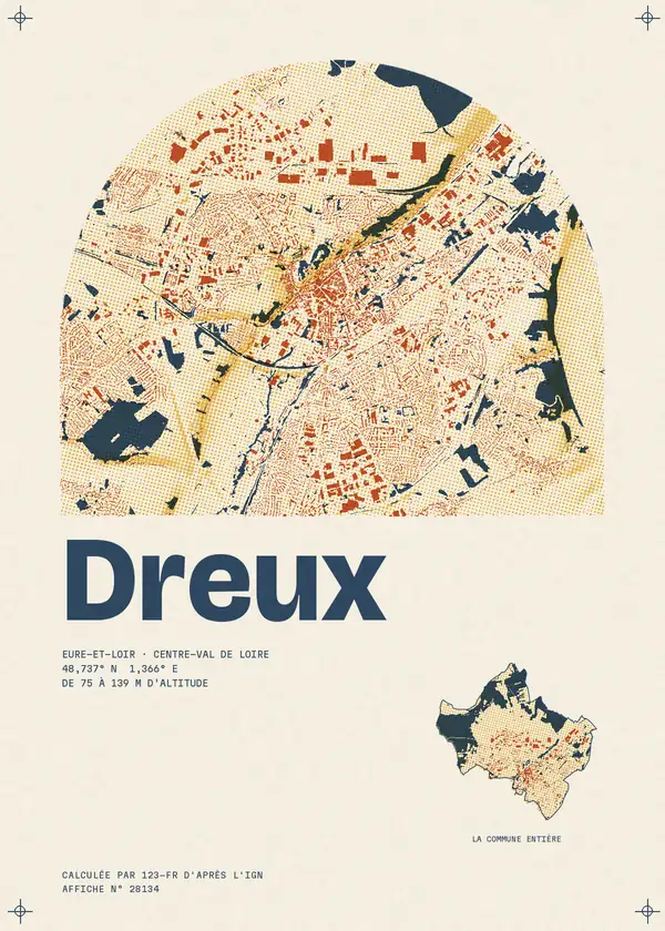Affiche de Dreux, calculée par 123-fr d'après l'IGN