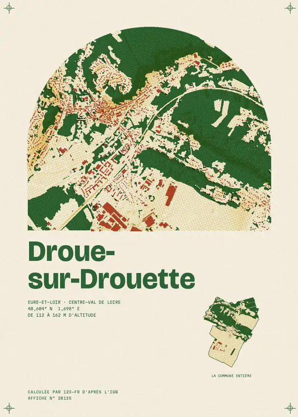 Affiche de Droue-sur-Drouette, calculée par 123-fr d'après l'IGN