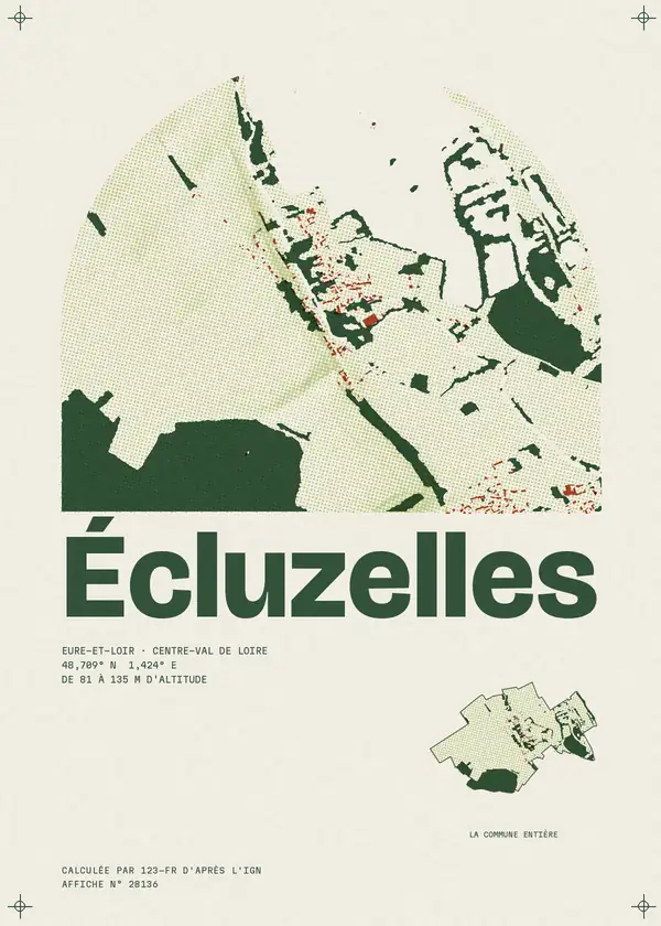 Affiche de Écluzelles, calculée par 123-fr d'après l'IGN