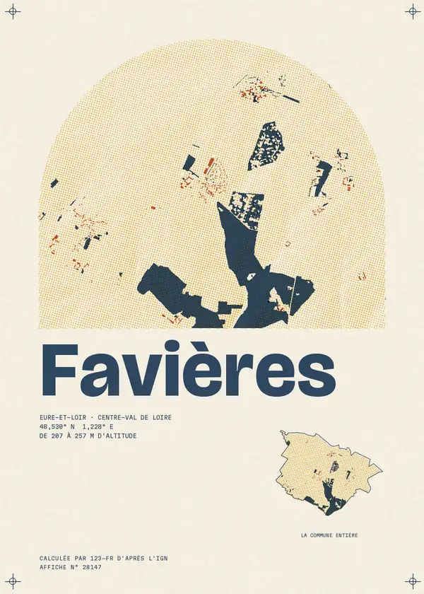 Affiche de Favières, calculée par 123-fr d'après l'IGN