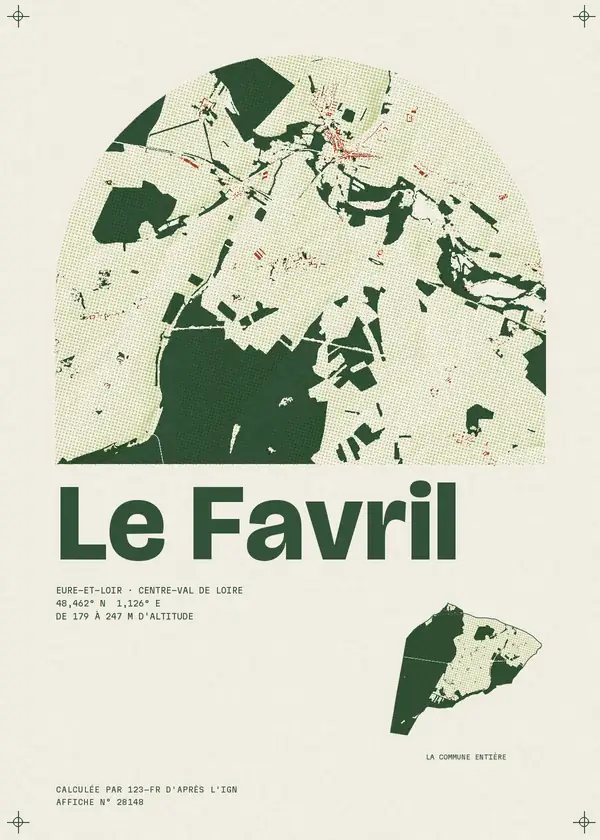 Affiche de Le Favril, calculée par 123-fr d'après l'IGN