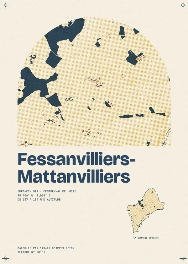 Affiche de Fessanvilliers-Mattanvilliers, calculée par 123-fr d'après l'IGN