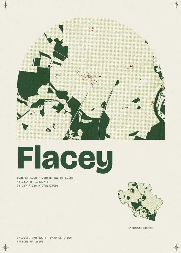 Affiche de Flacey, calculée par 123-fr d'après l'IGN