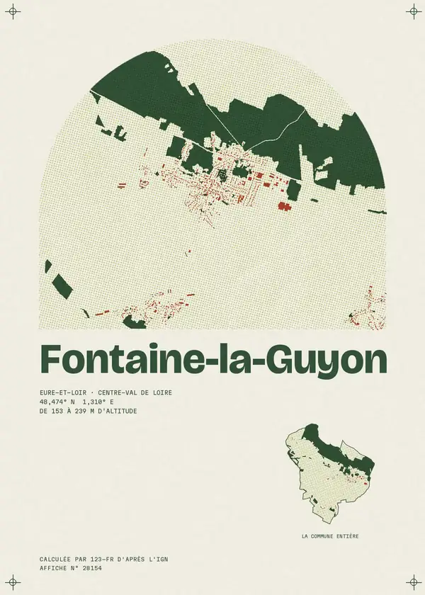 Affiche de Fontaine-la-Guyon, calculée par 123-fr d'après l'IGN