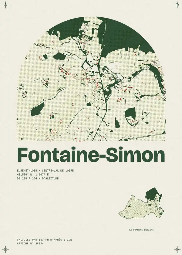 Affiche de Fontaine-Simon, calculée par 123-fr d'après l'IGN