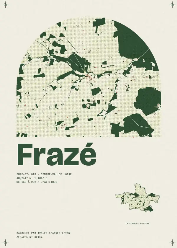 Affiche de Frazé, calculée par 123-fr d'après l'IGN