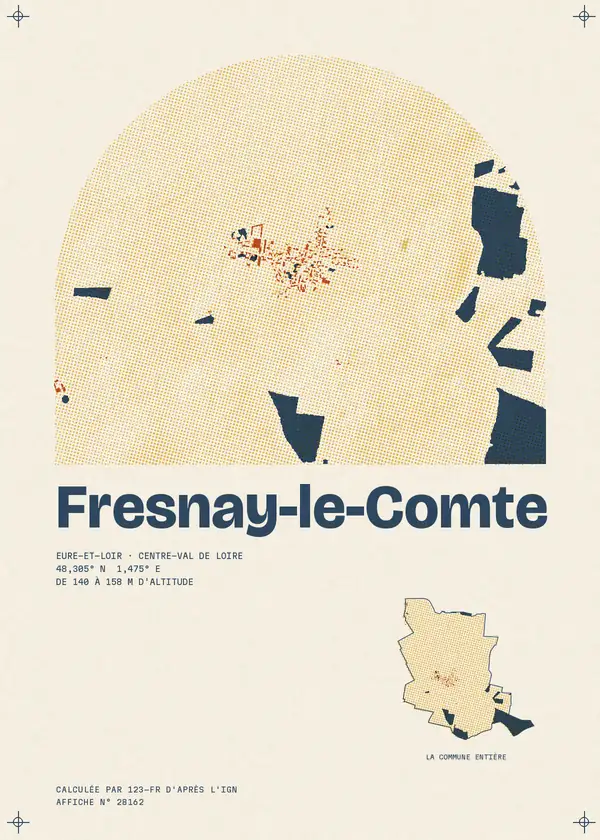 Affiche de Fresnay-le-Comte, calculée par 123-fr d'après l'IGN