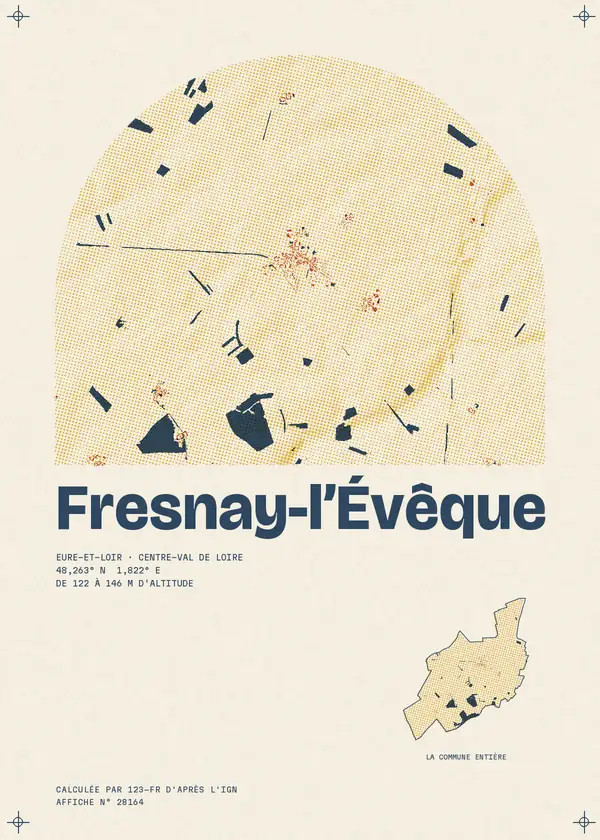 Affiche de Fresnay-l'Évêque, calculée par 123-fr d'après l'IGN