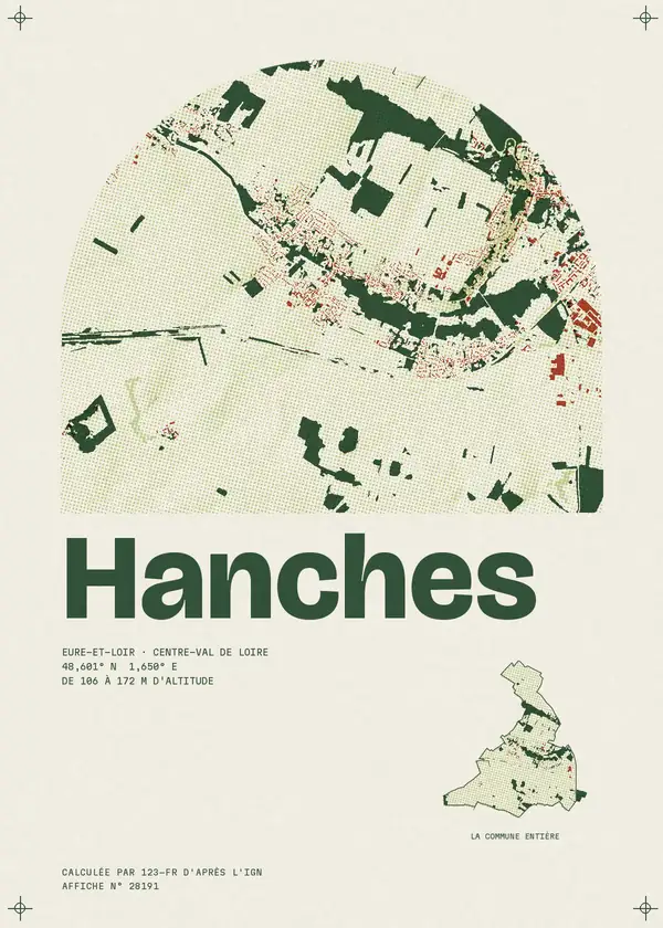 Affiche de Hanches, calculée par 123-fr d'après l'IGN