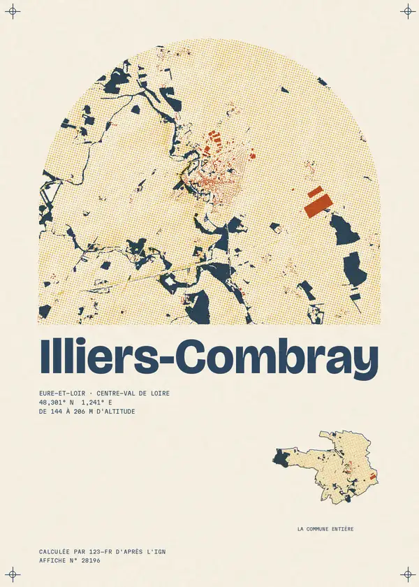 Affiche de Illiers-Combray, calculée par 123-fr d'après l'IGN