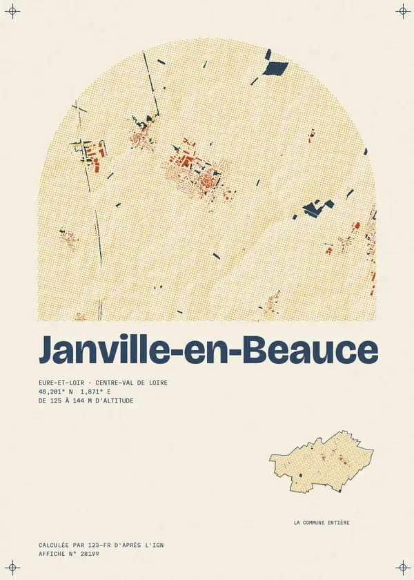 Affiche de Janville-en-Beauce, calculée par 123-fr d'après l'IGN