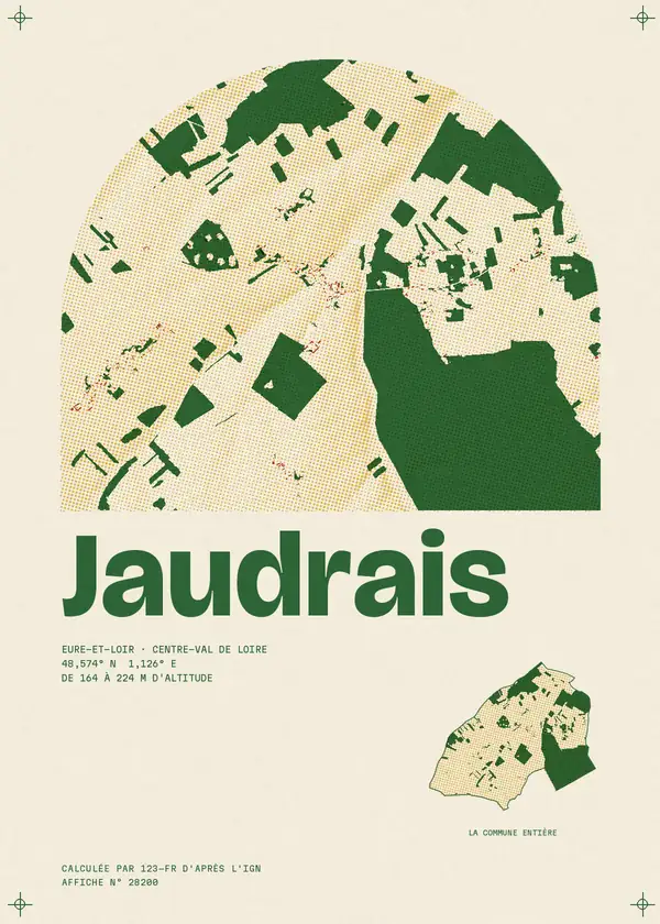 Affiche de Jaudrais, calculée par 123-fr d'après l'IGN