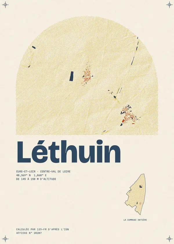 Affiche de Léthuin, calculée par 123-fr d'après l'IGN