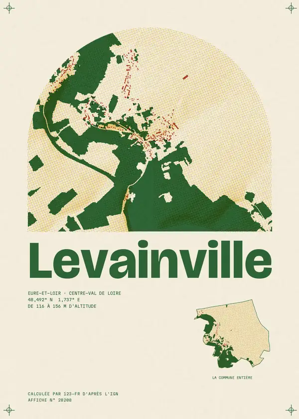 Affiche de Levainville, calculée par 123-fr d'après l'IGN