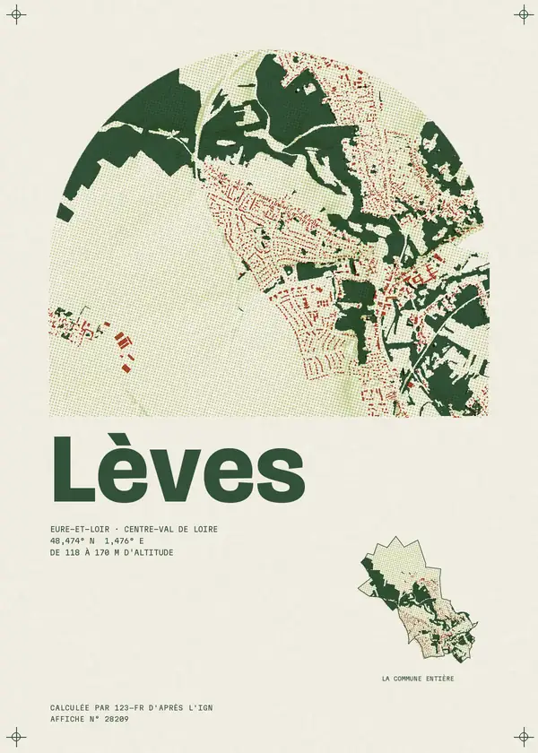 Affiche de Lèves, calculée par 123-fr d'après l'IGN