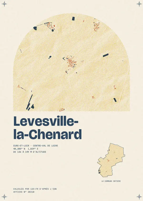 Affiche de Levesville-la-Chenard, calculée par 123-fr d'après l'IGN