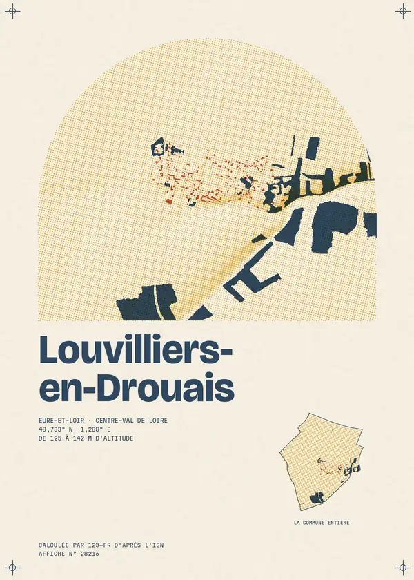 Affiche de Louvilliers-en-Drouais, calculée par 123-fr d'après l'IGN