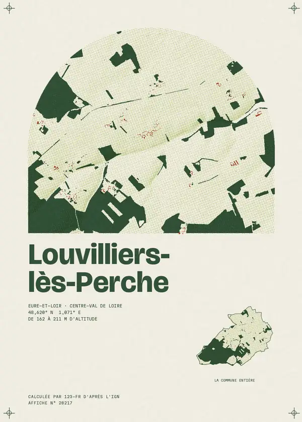 Affiche de Louvilliers-lès-Perche, calculée par 123-fr d'après l'IGN