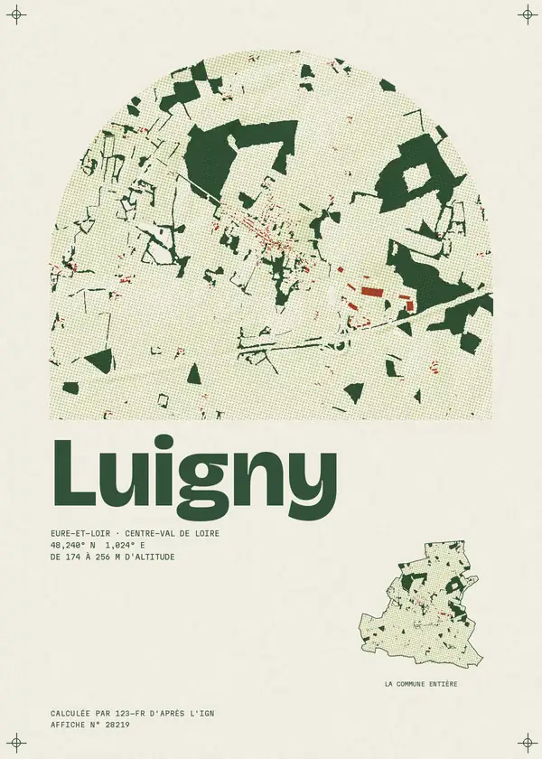 Affiche de Luigny, calculée par 123-fr d'après l'IGN