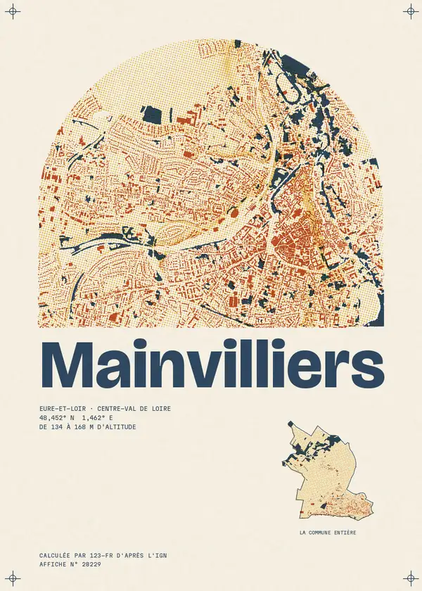 Affiche de Mainvilliers, calculée par 123-fr d'après l'IGN