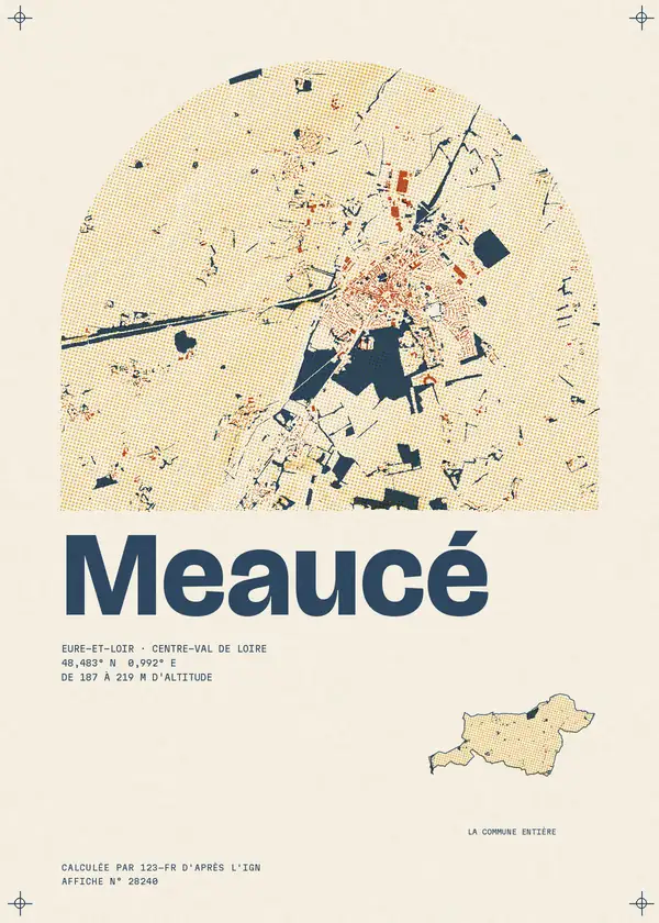 Affiche de Meaucé, calculée par 123-fr d'après l'IGN