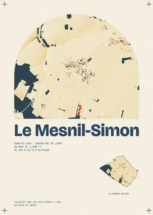 Affiche de Le Mesnil-Simon, calculée par 123-fr d'après l'IGN