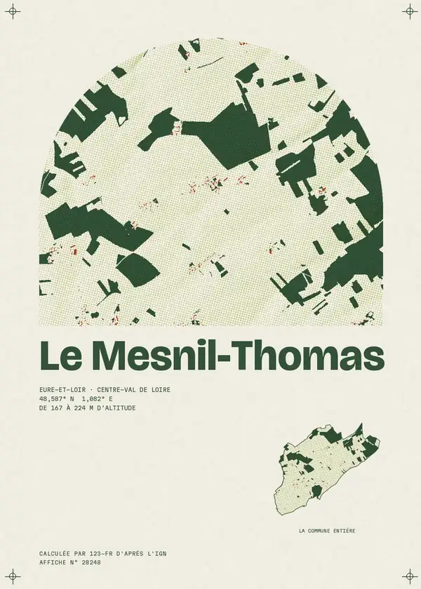 Affiche de Le Mesnil-Thomas, calculée par 123-fr d'après l'IGN
