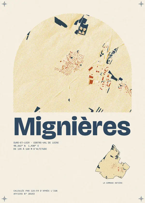 Affiche de Mignières, calculée par 123-fr d'après l'IGN