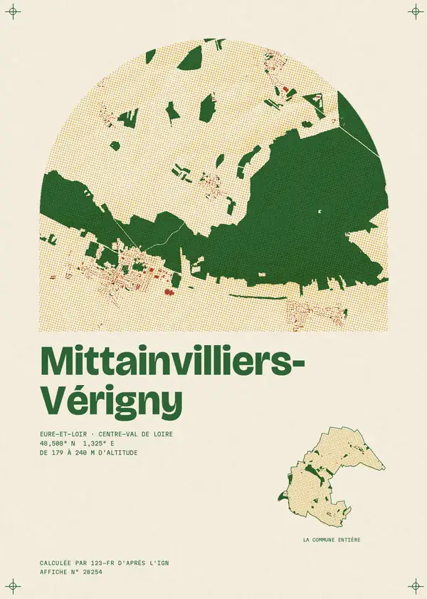 Affiche de Mittainvilliers-Vérigny, calculée par 123-fr d'après l'IGN