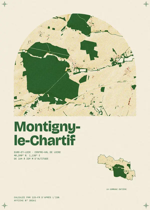 Affiche de Montigny-le-Chartif, calculée par 123-fr d'après l'IGN