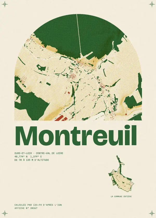 Affiche de Montreuil, calculée par 123-fr d'après l'IGN