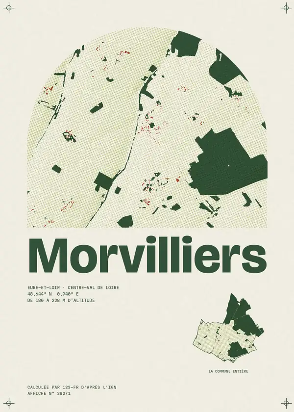 Affiche de Morvilliers, calculée par 123-fr d'après l'IGN