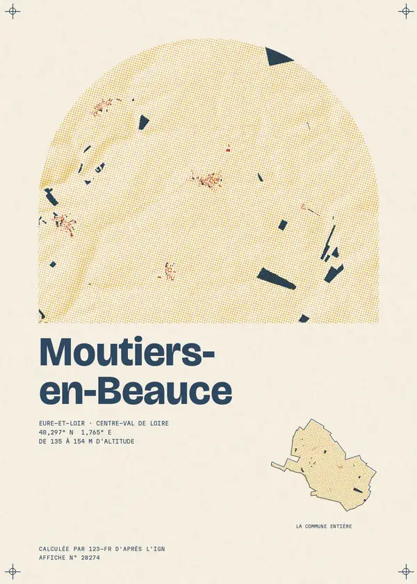 Affiche de Moutiers-en-Beauce, calculée par 123-fr d'après l'IGN