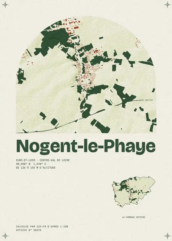 Affiche de Nogent-le-Phaye, calculée par 123-fr d'après l'IGN