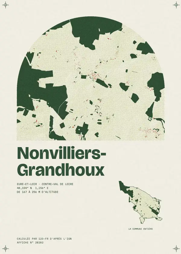 Affiche de Nonvilliers-Grandhoux, calculée par 123-fr d'après l'IGN