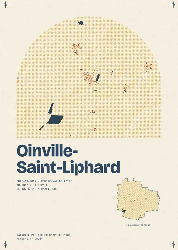 Affiche de Oinville-Saint-Liphard, calculée par 123-fr d'après l'IGN