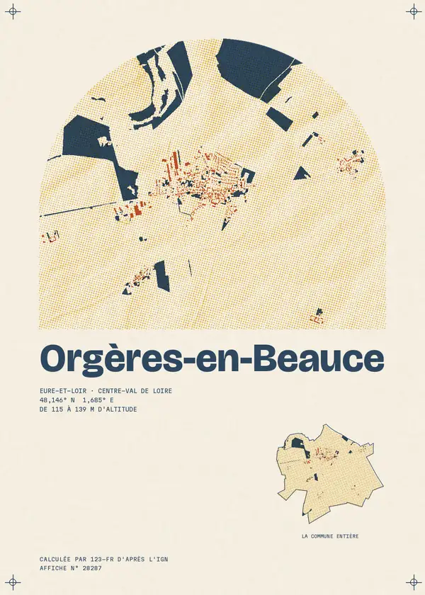Affiche de Orgères-en-Beauce, calculée par 123-fr d'après l'IGN