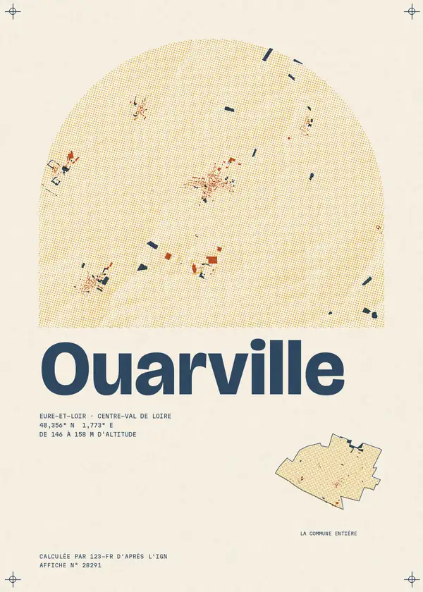 Affiche de Ouarville, calculée par 123-fr d'après l'IGN
