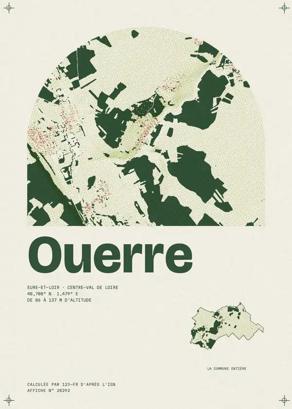 Affiche de Ouerre, calculée par 123-fr d'après l'IGN