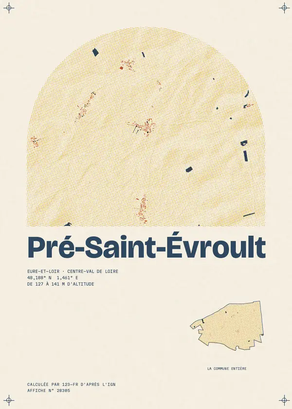 Affiche de Pré-Saint-Évroult, calculée par 123-fr d'après l'IGN