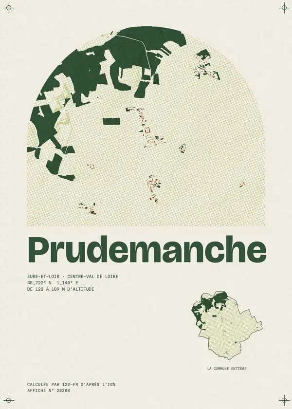 Affiche de Prudemanche, calculée par 123-fr d'après l'IGN