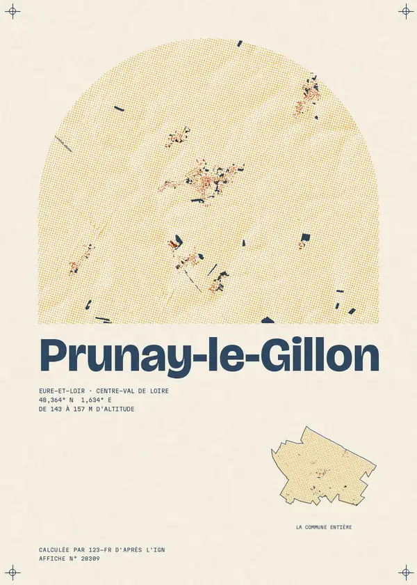 Affiche de Prunay-le-Gillon, calculée par 123-fr d'après l'IGN