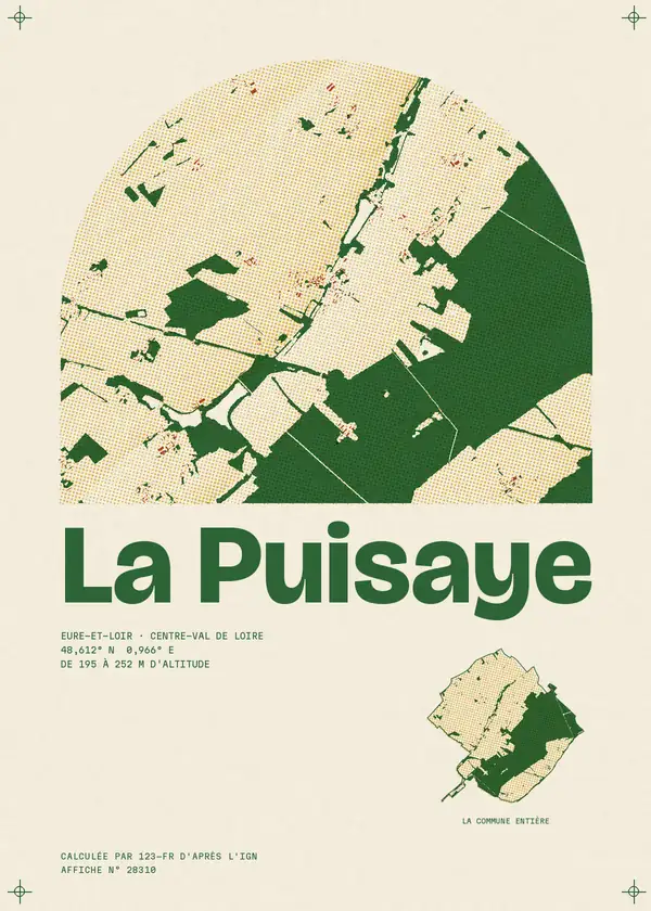 Affiche de La Puisaye, calculée par 123-fr d'après l'IGN