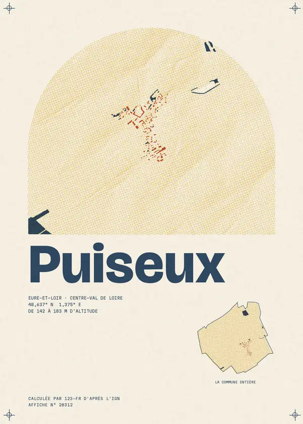 Affiche de Puiseux, calculée par 123-fr d'après l'IGN
