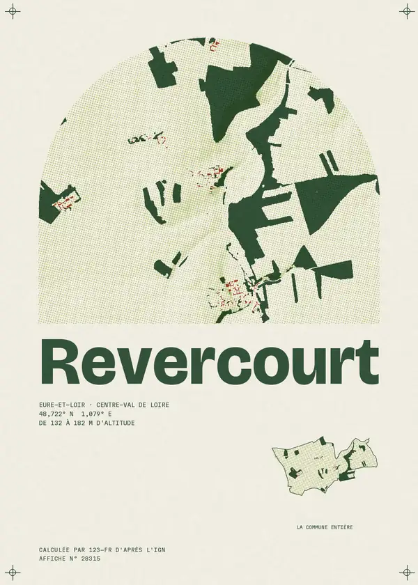 Affiche de Revercourt, calculée par 123-fr d'après l'IGN