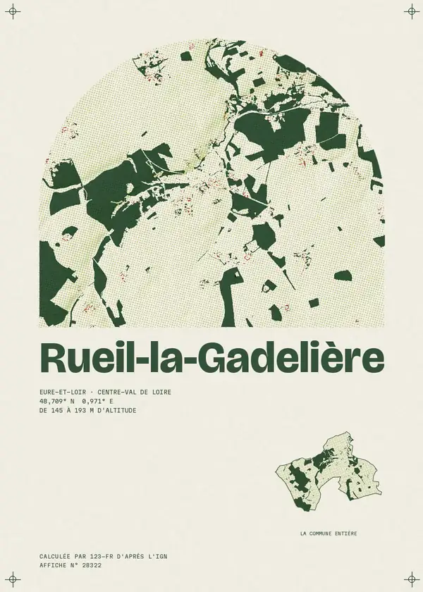 Affiche de Rueil-la-Gadelière, calculée par 123-fr d'après l'IGN