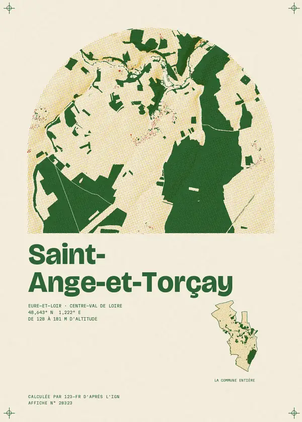Affiche de Saint-Ange-et-Torçay, calculée par 123-fr d'après l'IGN