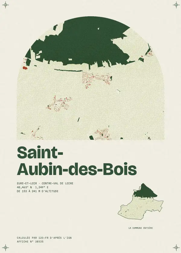 Affiche de Saint-Aubin-des-Bois, calculée par 123-fr d'après l'IGN
