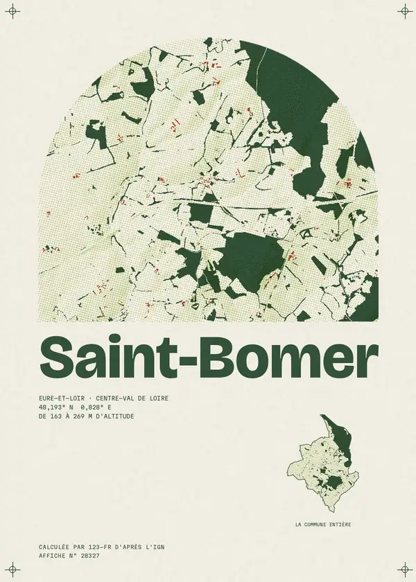 Affiche de Saint-Bomer, calculée par 123-fr d'après l'IGN